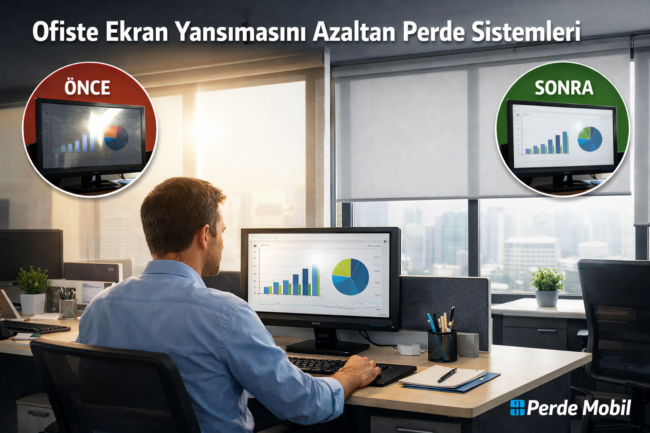 Ofiste Ekran Yansımasını Azaltan Perde Sistemleri Ofiste Ekran Yansımasını Azaltan Perde Sistemleri